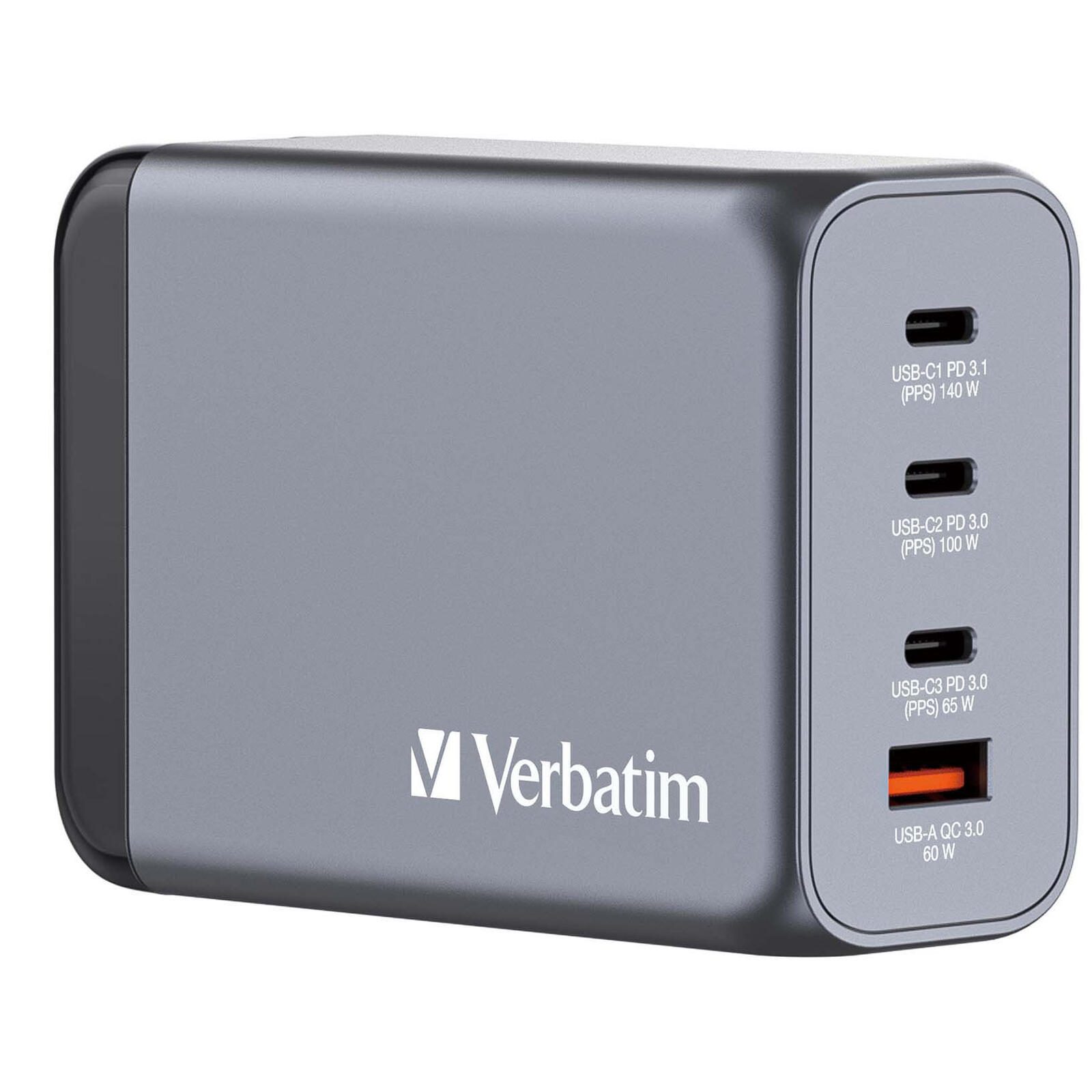 verbatim 240W USB-A, 3x USB-C GaN Ladegerät, grau 32205