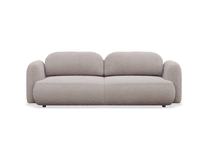 Dreisitziges ausklappbares Sofa Tvoya in grau-beigem Bouclé