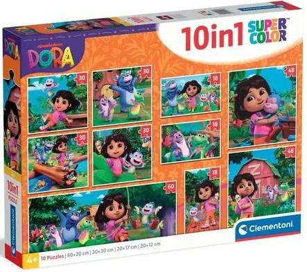 Clementoni 10-in-1 Dora Kinderpuzzel met 18, 30, 48 en 60 stukjes