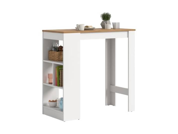 xonox.home - Bar-/Esstisch Urban 105x103x51 cm weiß/Artisan Eiche Nb. 3 Regalböden, 4 Seitenfächer, vielseitig und flexibel einsetzbar, modernes Design, multifunktional