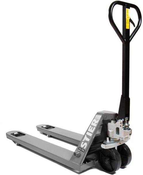 Transpalette STIER, gris, charge 2 500 kg, longueur des fourches 1 150 mm, chariot élévateur manuel, transpalette, galets en nylon, angle de braquage 210°, transpalette à main, transpalette 2 500 kg (903853)