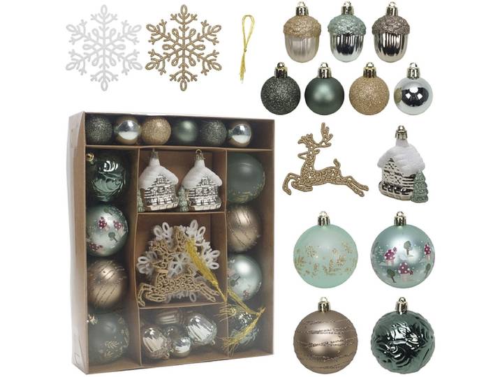 Set 38 Weihnachtskugeln MERRY grün