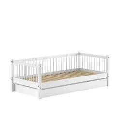 KOJENBETT 90x200 Keeley Buche Weiß Holz Schublade Komfort Stabil