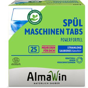 AlmaWin Spülmaschinentabs Konzentrat, Powerformel, biologisch abbaubar, vegan, kraftvolle Reinigung, 25 Tabs