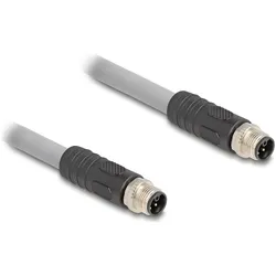 Delock M12 Kabel L-kodiert 5 Pin Stecker zu Stecker PUR schl, Elektronikkabel + Stecker, Grau