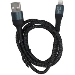 Neues Encore Energy USB-A Lightning-Kabel 2A QC PD zum Laden und Datentransfer 100 cm geflochten schwarz EE103-L