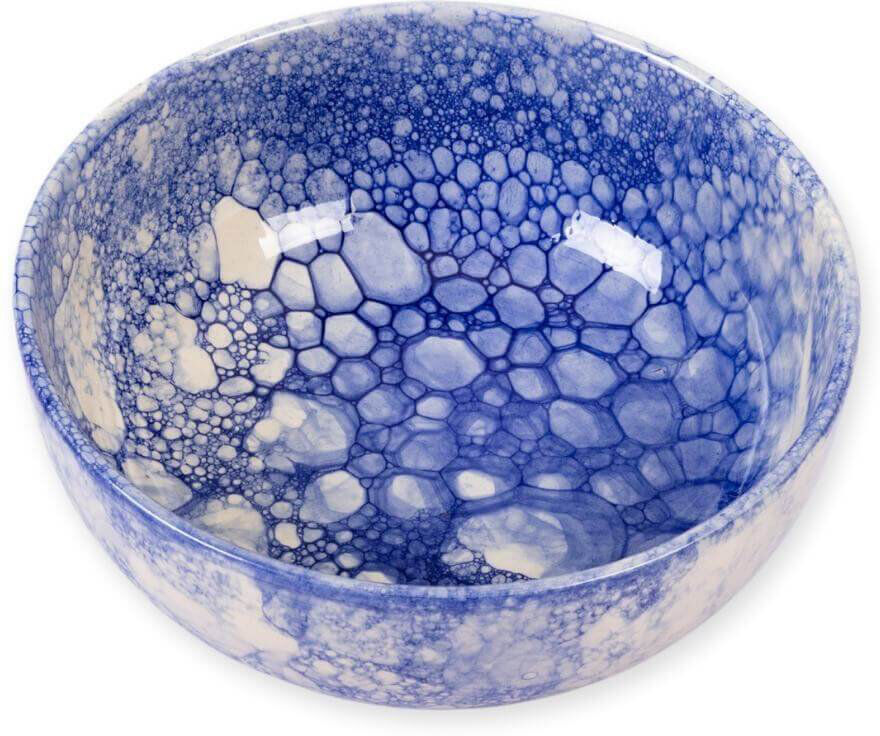 Verano Spanish Ceramics Burbujas Ceramic Salad Bowl White;Blue 31cm W