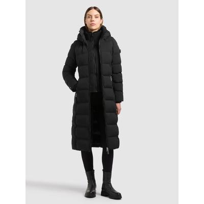 Steppmantel KHUJO "ZURI - 2IN1 (EINSATZ HERAUSNEHMBAR)", Damen, Gr. M, schwarz, Web, 100% Polyester, unifarben, regular fit wadenlang, eingesetzt elastischer Bund, Mäntel Steppmantel