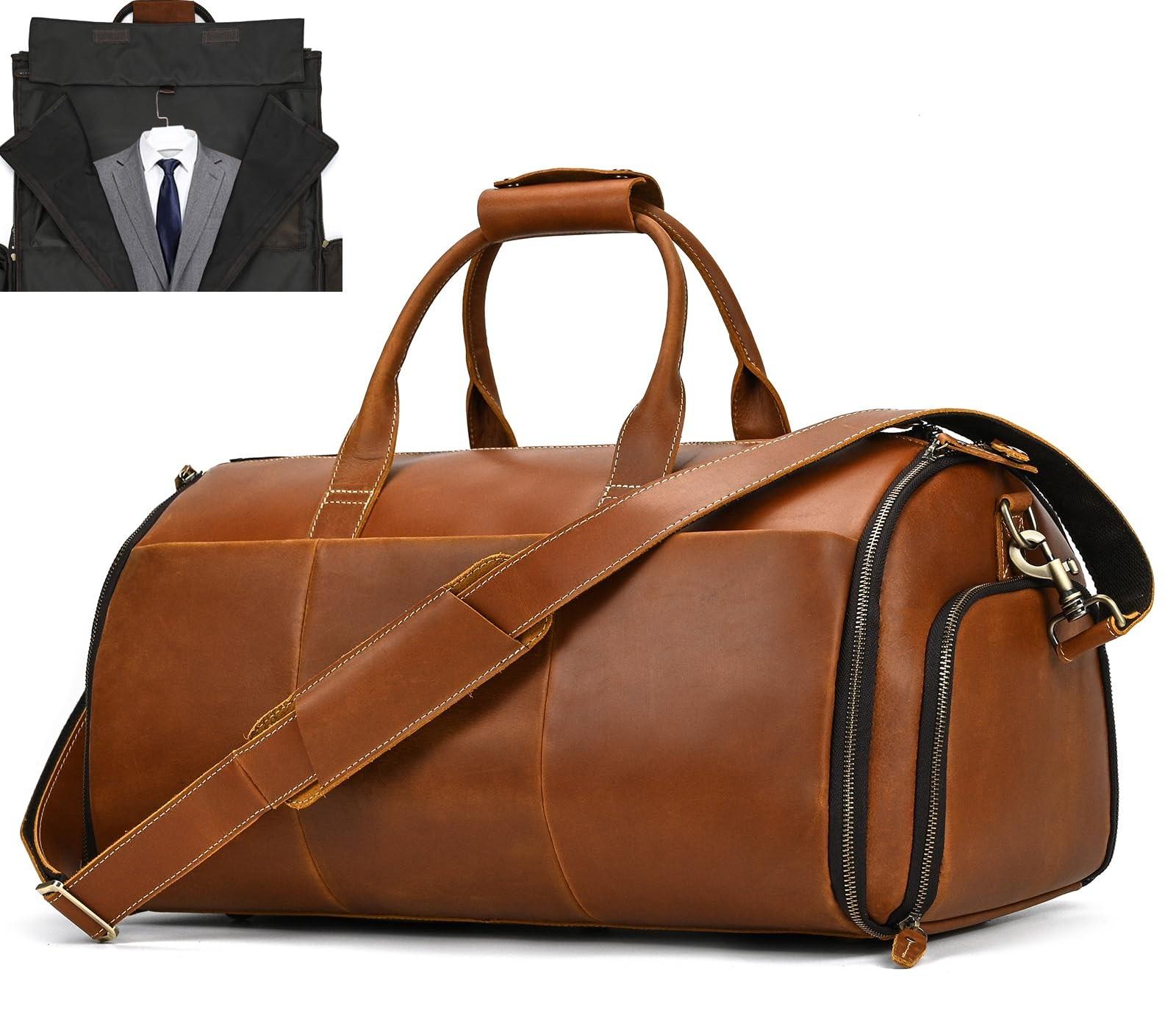 2-in-1 Echtleder Reisetasche mit Schuhfach