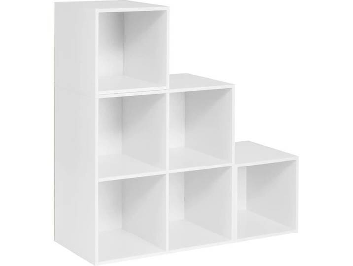 Étagère de Rangement Escalier - WOLTU - 90x30x90 cm - 6 cubes ouverts -2 cubes mobiles - Blanc