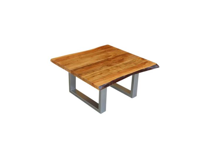 Kawola Couchtisch Lore Holz Akazie, Zwetschgeholzfarben, Metall, Echtholz,Akazie, Quadratisch, 80x42x80 cm, Wohnzimmer, Wohnzimmertische, Couchtische