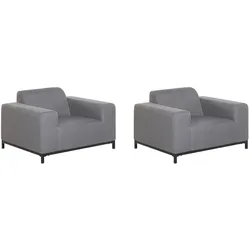 GARTENSESSEL 2er-SET grau/schwarzes Gestell Rovigo