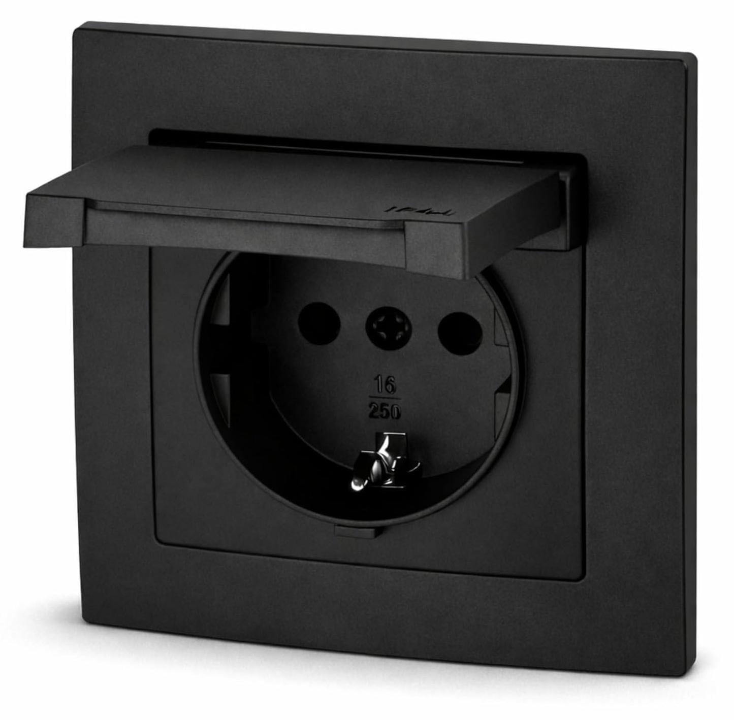 ADAKAT Inbouwstopcontact IP44 model Aqua ET-1 zwart