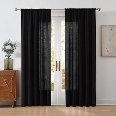 Cannon Solid Cotton Percale Window Curtain Pair