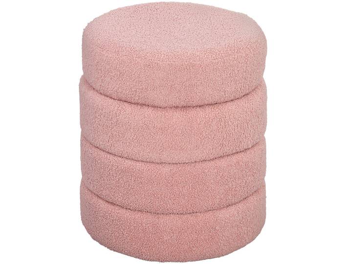 Homcom Sitzhocker, Fußhocker, Runder Polsterhocker, Fußstütze mit Sitzkissen, Rosa, Holz, Füllung: Schaumstoff, rund, 40x45x40 cm, Wohnzimmer, Sessel, Hocker, Sitzhocker