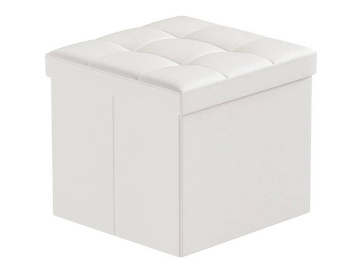 Pouf Rangement Pliable Cube Tabouret De Rangement Avec Couvercle Petit Pouf Coffre En Cuir Pour Chambre Salon Repose 38X38X3[CA166]