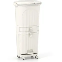 Helloshop26 - Küchenabfalleimer 43 x 29 x 74,5 cm mit 2 herausnehmbaren Eimern und modernem Sortiersystem in beigefarbenem PP 20_0018571