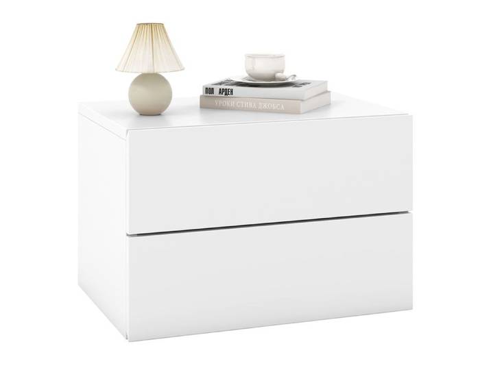 COSTWAY Table de Chevet Suspendue avec 2 Tiroirs Table de Nuit Flottante Moderne pour Chambre Salon Bureau Blanc