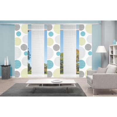 Schiebegardine VISION S "5ER SET BORDEN" Gr. 1, blau (blau, grün), B:60cm H:260cm, Polyester, Gardinen, HxB: 260x60, Schiebevorhang 5er Set Digitaldruck
