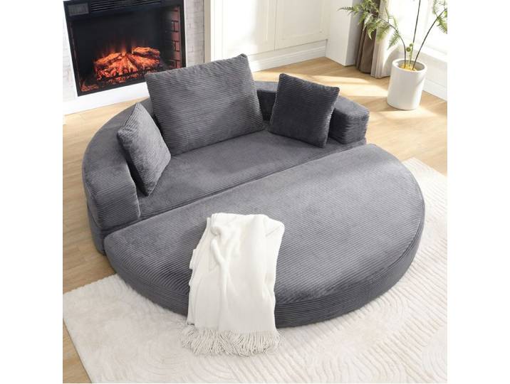 Canapé lit modulable ovale SENVIRO 173x176cm gris