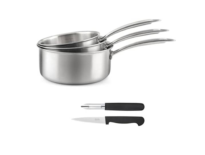 CUISINOX - Koch- und Besteck-Set – Gourmet – für alle Herdarten einschließlich Induktion geeignet – Edelstahl – fester Griff – ohne PFAS, PTFE, PFOA – hergestellt in Frankreich
