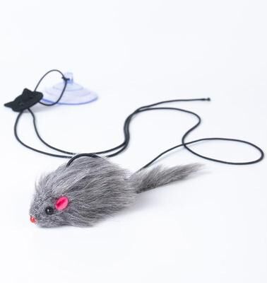 Inspired Deals Interactive Hanging Cat Toy With Suction Cup And Adjustable Elastic Teaser Wand hanging Mouse