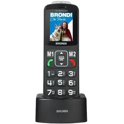 Brondi Amico Flash Schwarz, Handy für Senioren (2"), Tastenhandy, Schwarz