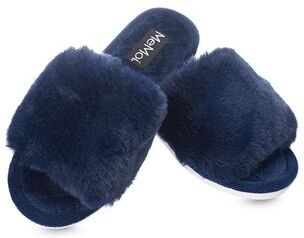 Women's The Bette Plush Open-Toe Slipper by MeMoi in Navy (Size S)