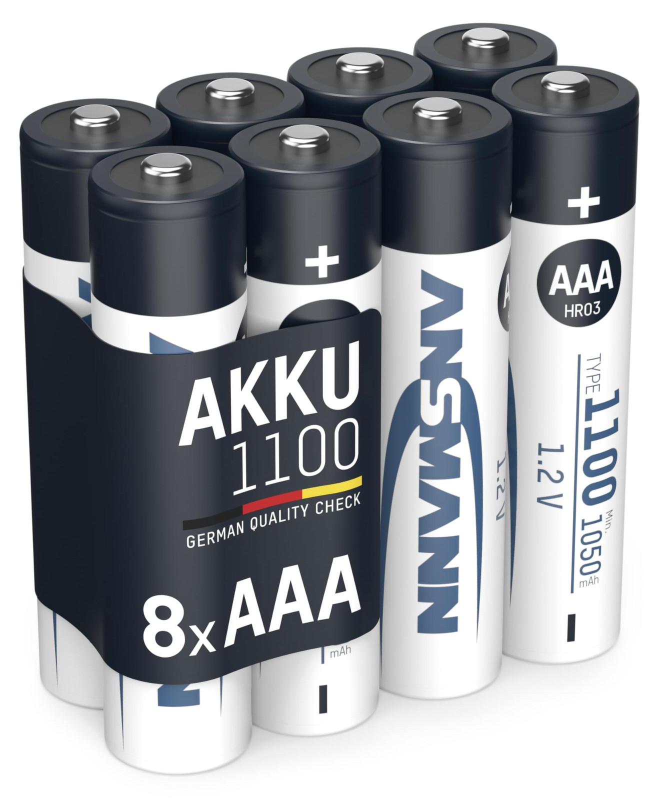 Ansmann 8x AAA oplaadbare batterijen, 1050 mAh, Ni-MH