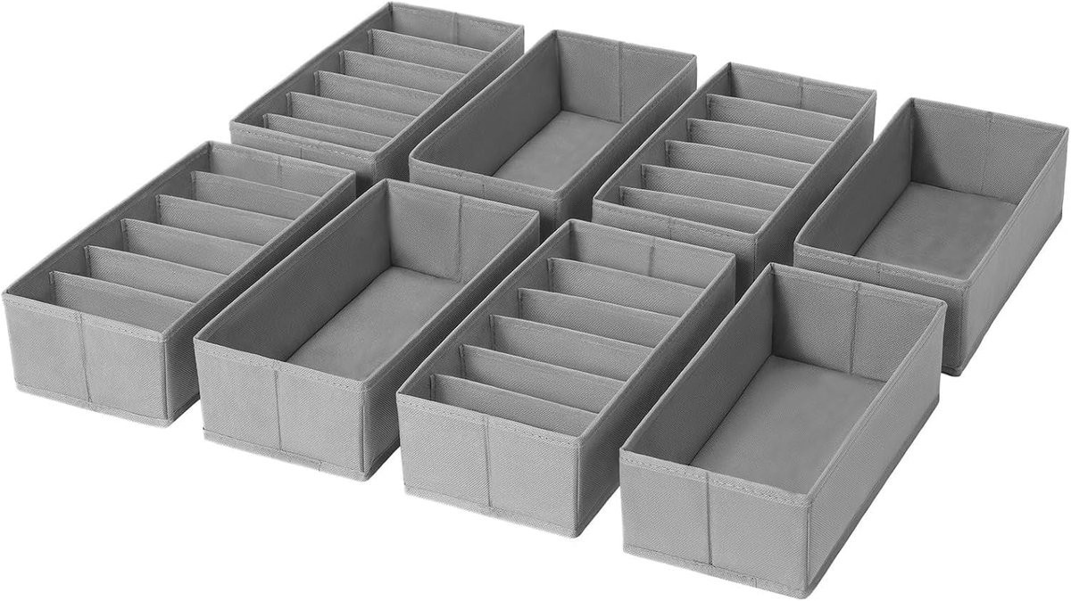 Ibenzoa Lichtgrijze opvouwbare lade- en kastorganizer set van 8 stuks voor kleding en diverse items