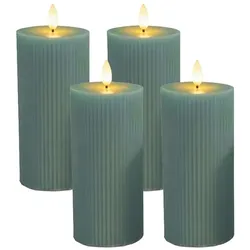 Relaxdays LED Kerzen 4er Set 18 cm Dunkelgrün