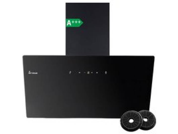 KKT KOLBE Hotte aspirante cuisine 60 cm Hotte Murale Inclinées Acier inoxydable verre noir Opération tactile BASE6004S