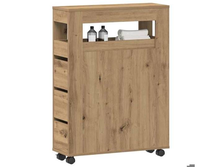 Printemps 2026 Soldes Meuble étroit de salle de bain/Meuble Étagère desgin classique - Meuble de rangement - à roulettes chêne arti