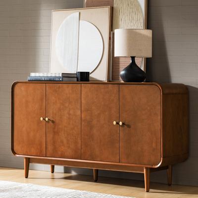 HULALA HOME Alee Mid-Century Modern 4-Door Sideboard With Adjustable Shelves and Cable Management Hole