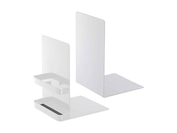 Yamazaki 6872 Tower Bookends\, White\, Steel\, 12 x 15 x 18 cm