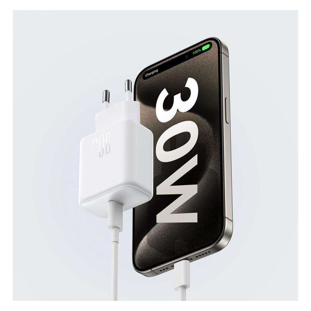 Joyroom Wall Charger USB-C PD 30W with USB-C Cable - White (30 W, 1 Port) (JR-TCF24P)