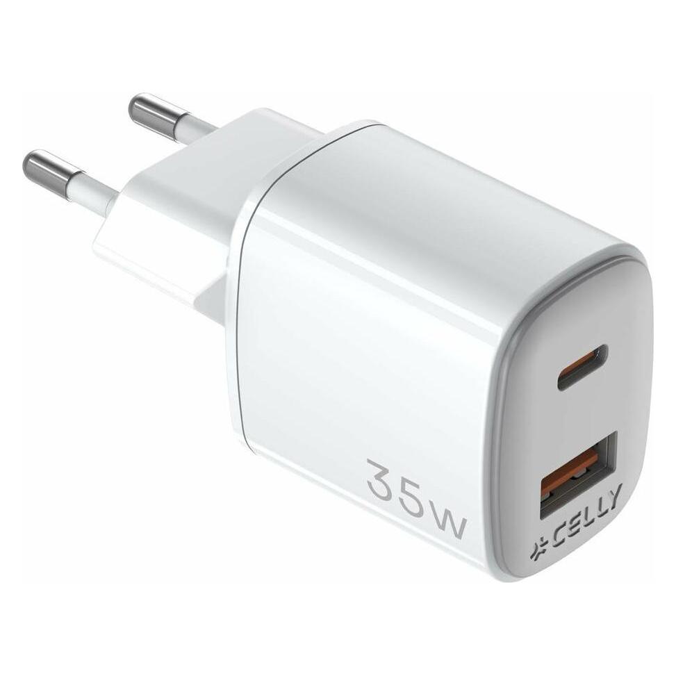 Celly UP TC 1 USB 1 USB-C 35W WH (35 W, 2 Ports) (UPTC1USB1USBC35)