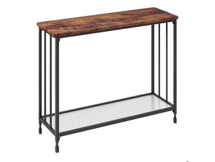 Table console - Vintage - 105x30x81cm - MDF + Fer - Style Scandinave - Marron