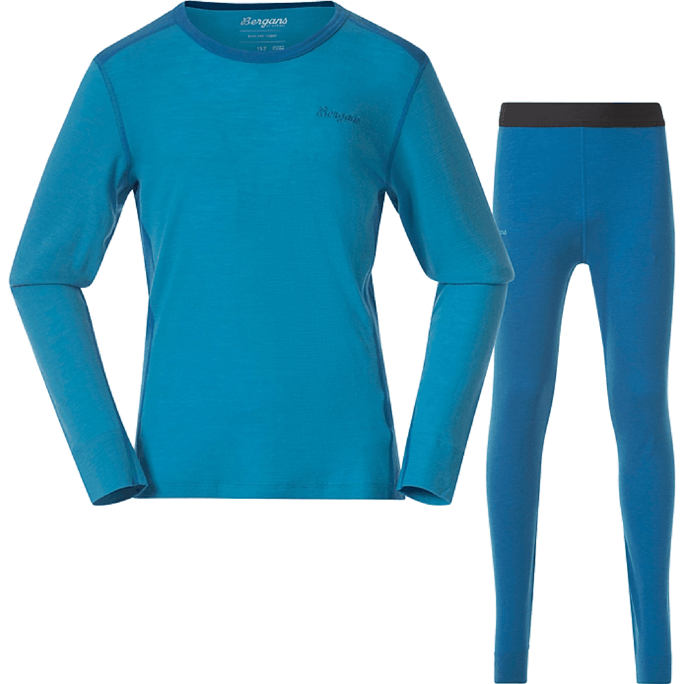 Bergans Allround Merino Unterwäsche Set Kinder Skiunterwäsche blau Größe 140 Trekking Schnell trocknend Merinowolle