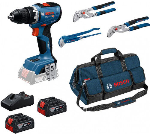 Bosch GSR 18V-65 PROFESSIONAL Perceuse-visseuse sans fil, 3 pinces de plombier 0615A5007J