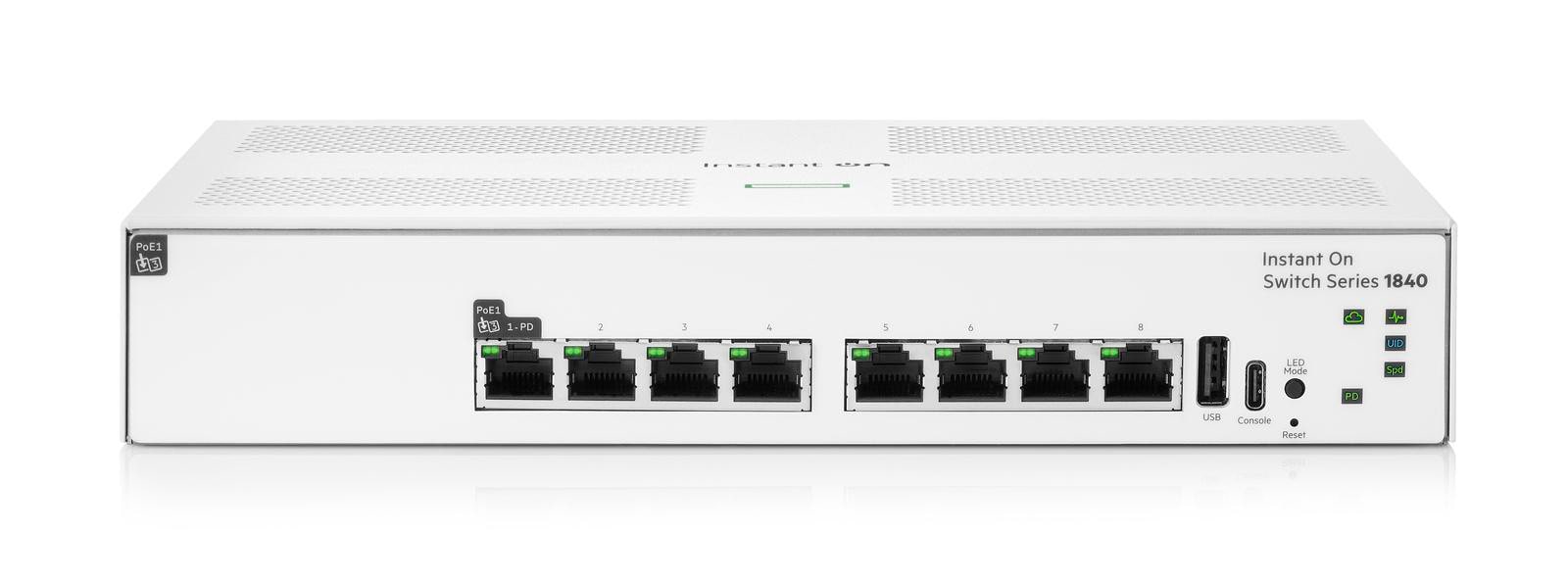 HPE Instant On Switch 1840 8G Gigabit 1G CL3 PD Smart Managed Layer 2