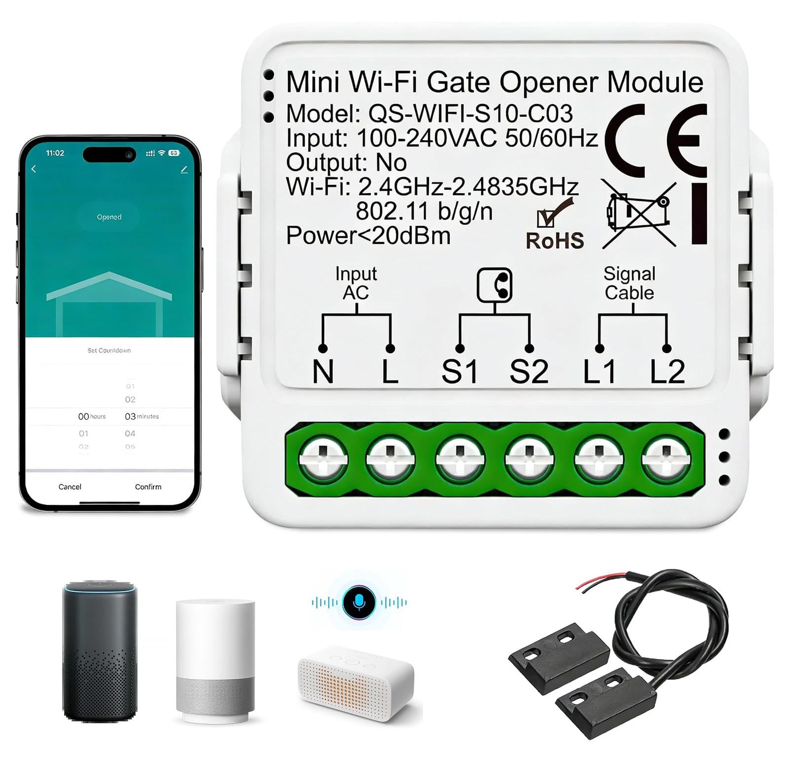 Selius Slimme Wifi Garagedeuropener - Compact voor Smart Home Bediening