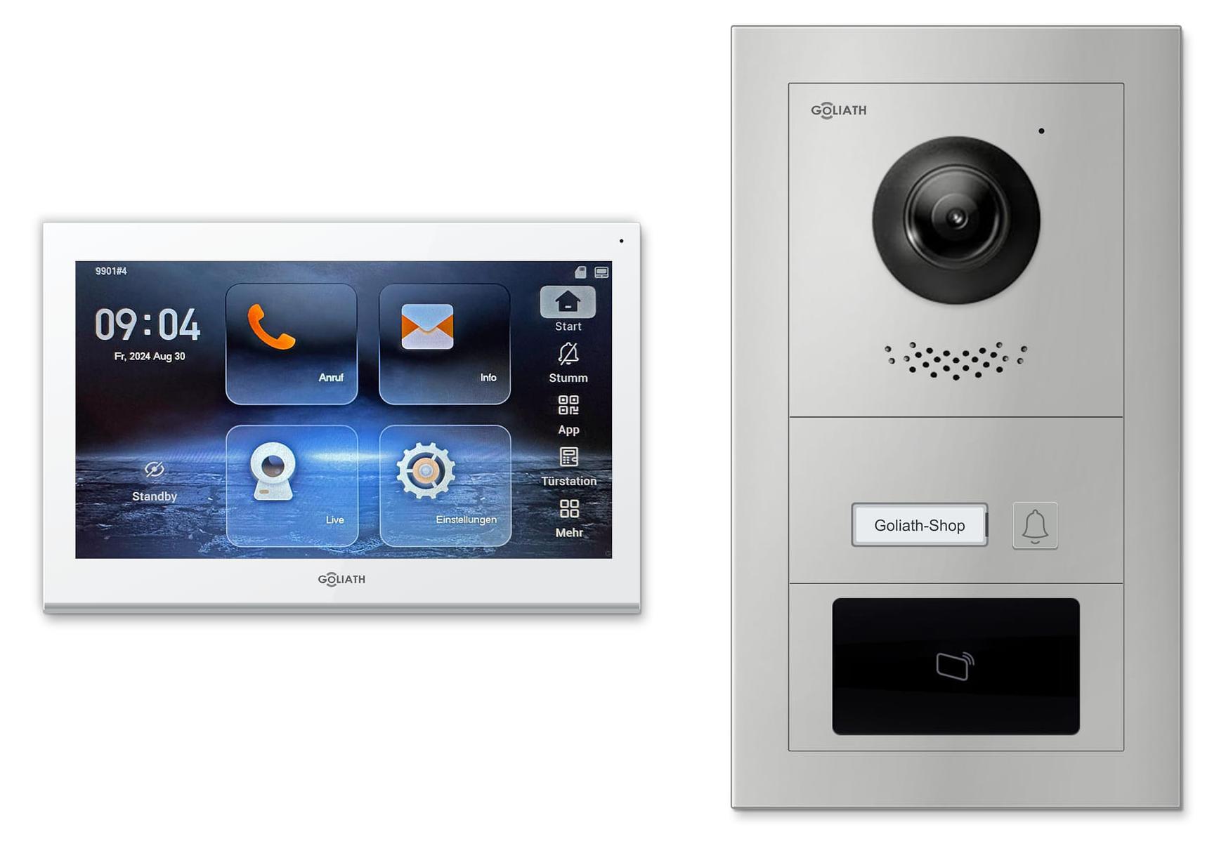 Goliath Premium IP GL-IPH110 Video-Türsprechanlage, 1 Familie, 1× 10 Zoll Weiß, Silber, Unterputz