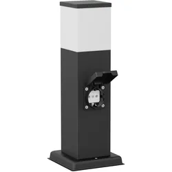 ledscom.de Pollerleuchte POLLY mit Erdspieß für außen, 35cm, schwarz, G9 Fassung, Steckdose