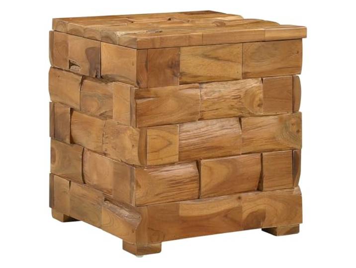 GHVBNMF Aufbewahrungshocker Braun 40x40x45cm Teak Massivholz Sitzhocker Vielseitiger Wuerfel fuer Wohnzimmer, Schlafzimmer oder Flur mit praktischem Innenfach fuer mehr Ordnung.