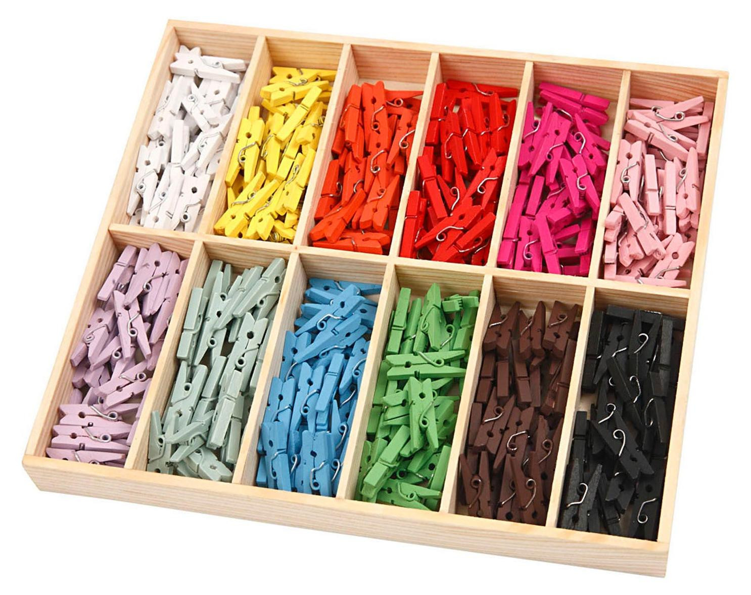 Creativ Company Mini wasknijpers assortiment gesorteerde kleuren 25 mm 288 stuks