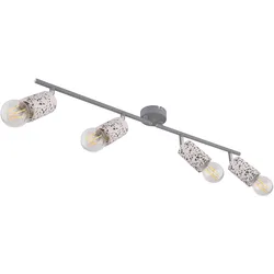 Deckenlampe 4 Strahler Wohnraum Deckenleuchte mit beweglichen Spots, Terrazzo Stein Optik chrom grau, 4x E27, L 72 cm