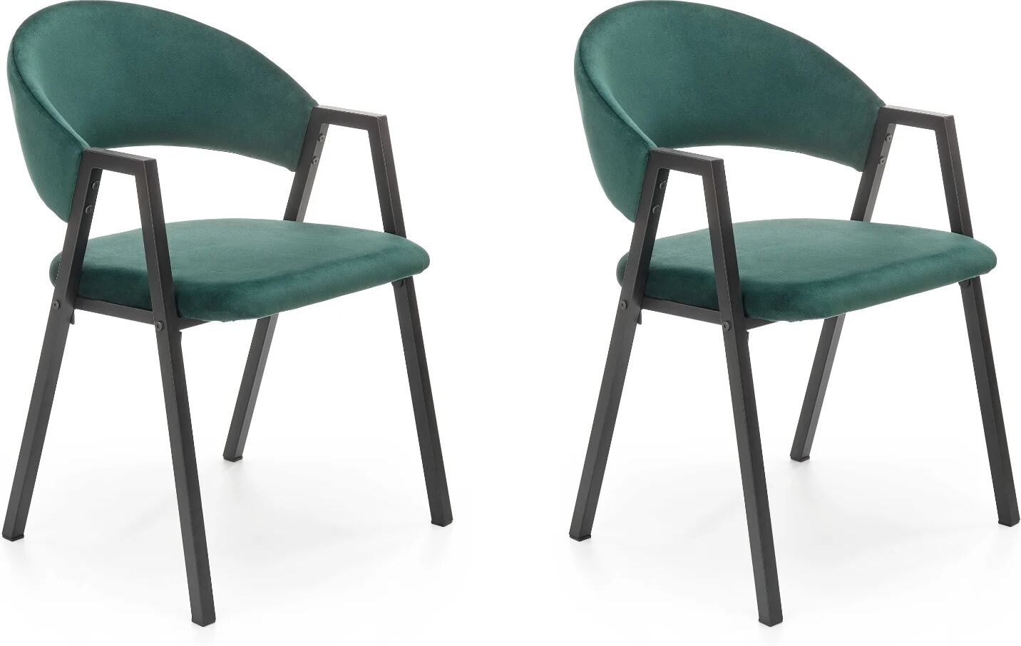 garneroarredamenti Set 2 sedie imbottite in velluto verde scuro Leandro