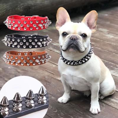 Uplift Treasures Adjustable PU Leather Spiked Dog Collar Punk Rivet Neck Strap For Small Dogs And Cats orange s