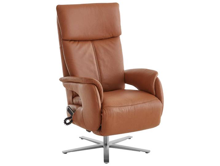 Cantus Relaxsessel, Braun, Metall, Echtleder, Nappaleder, Longlife-Leder, 70x124x85 cm, Fussart wählbar, Lederauswahl, Stoffauswahl, Relaxfunktion, Herz-Waage-Funktion, Wohnzimmer, Sessel, Relaxsessel